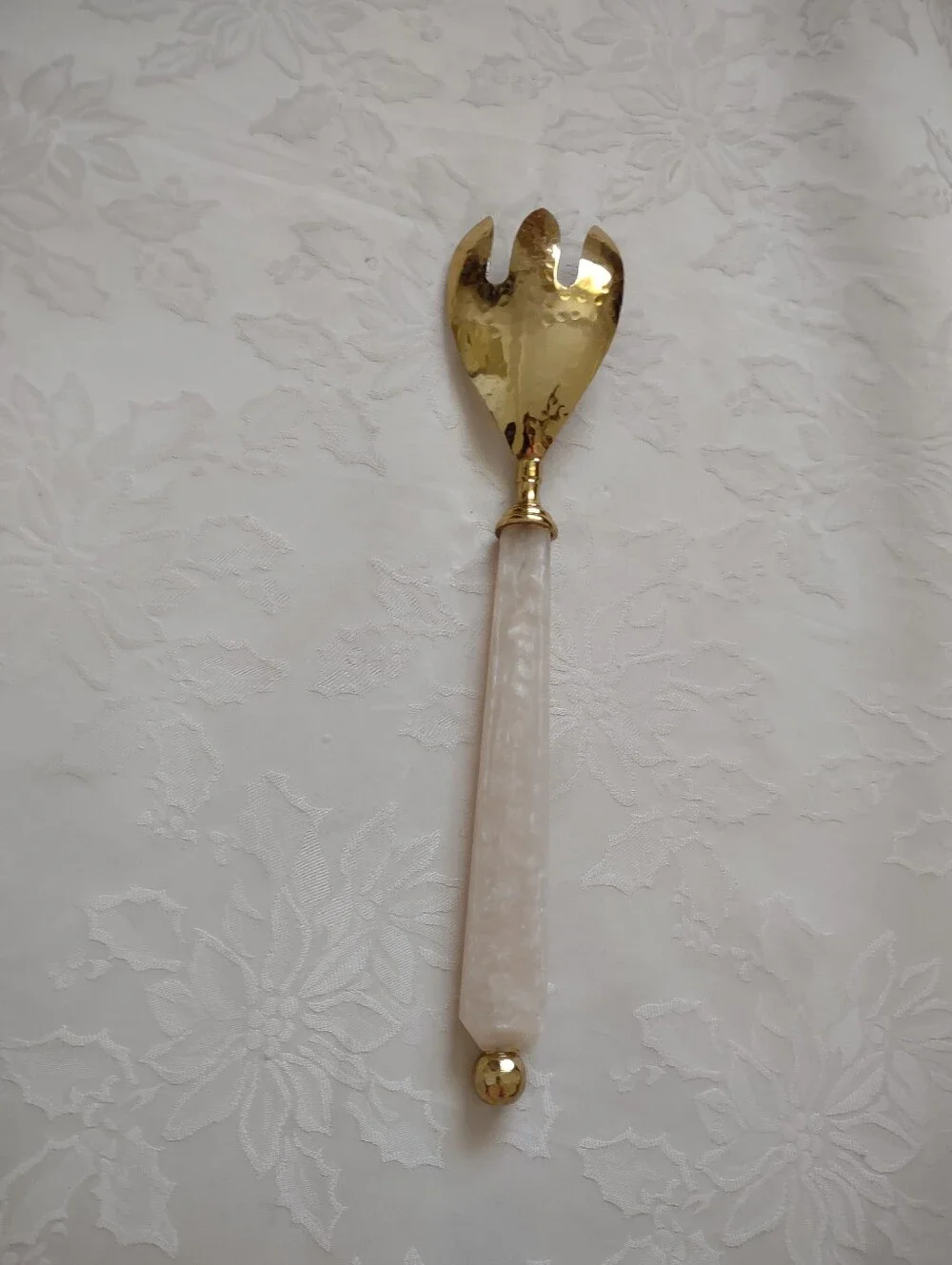13.5 Inch Gold Tone Salad Fork Modern Handle